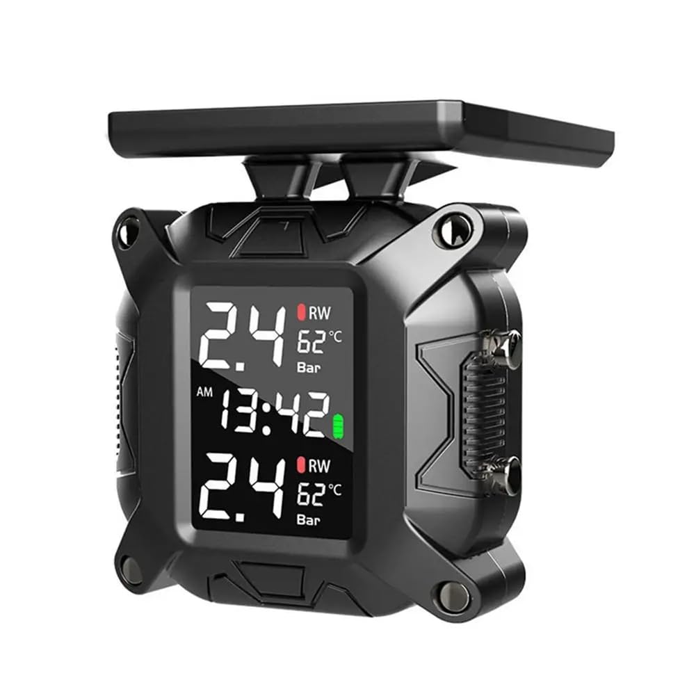 Moto TPMS Solar Power Tire Pressure Monitor in tempo reale di monitoraggio della pressione dei pneumatici Sensore di temperatura durevole