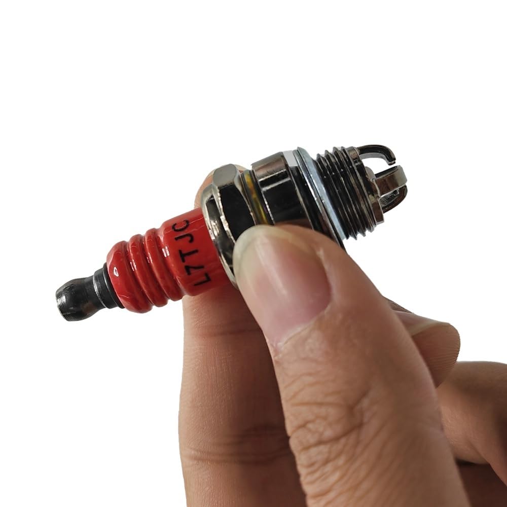 Lot de 2 bougies d'allumage tripolaire L7TJC haute, compatibles avec tronçonneuses, débroussailleuses et autres outils de jardin motorisés.