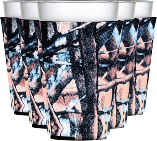 Image of TahoeBay Blank Pint Glass Sleeves, Beer Coolers, 6-Pack, Camo | Insulating Foam Cooler, 16oz Collapsible Tapered Beverage Holder, Bar Cup Insulator for Transfer Vinyl, HTV, Sublimation, DTF