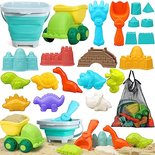 Toy Life Beach Toys For Kids Toddlers Sand Toys For Kids Toddler Sandbox Toy With Collapsible Beach Sand Bucket And Shovel Dino Sand Castle Molds Travel Beach Toys For Toddlers 3-4-6-7-8-9-10 #TOP21