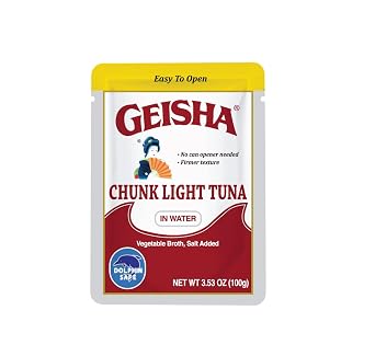 GEISHA Chunk Light Tuna in Water 3.53oz Pack of 24, Tuna| HALAL & Kosher Certified Gluten Free Wild Caught Dolphin Safe Catch Good Source of Protein