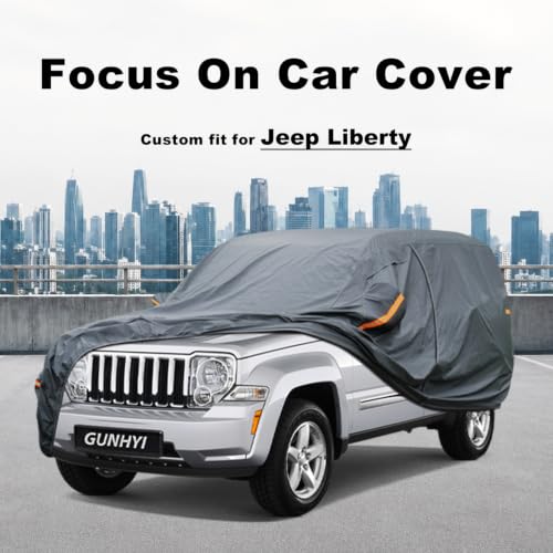 Image of GUNHYI Premium Car Cover Custom Fit Jeep Liberty (2000-2026), 16 Layers Heavy Duty Car Cover Waterproof All Weather with Zipper Door for Sun Rain Snow Dust Uv Protection