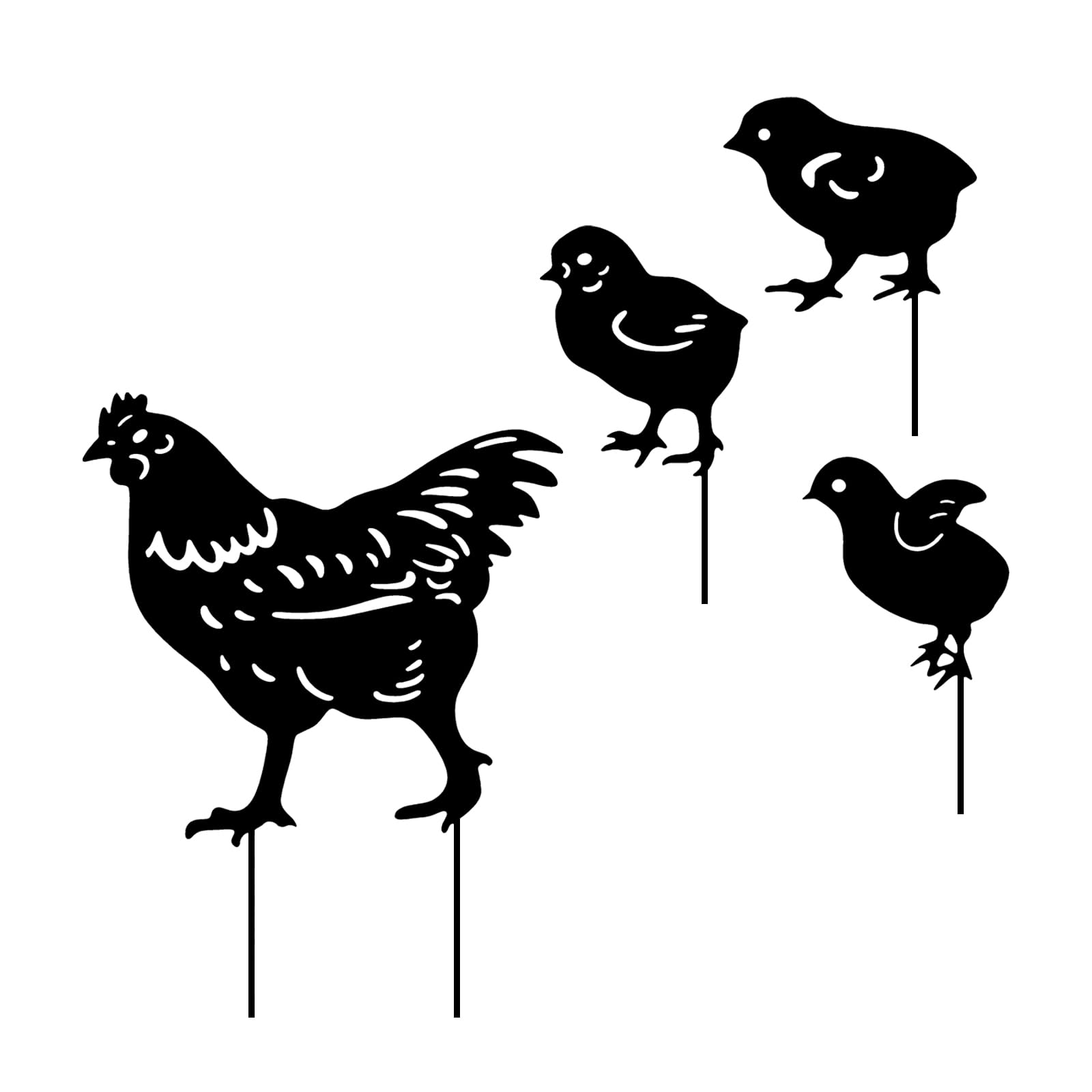 Décoration d'animal en métal durable : lot de 4 piquets artistiques pour statue de jardin