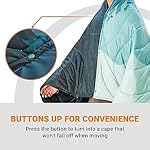 KingCamp Ultralight Camping Blanket, Packable Down Alternative Puffy Printed Wearable Blanket with Snap Buttons & Corner Loops, Weatherproof Quilt for Outdoor, Travel, Stadium, 79 x 57” (CYAN) - Image 3