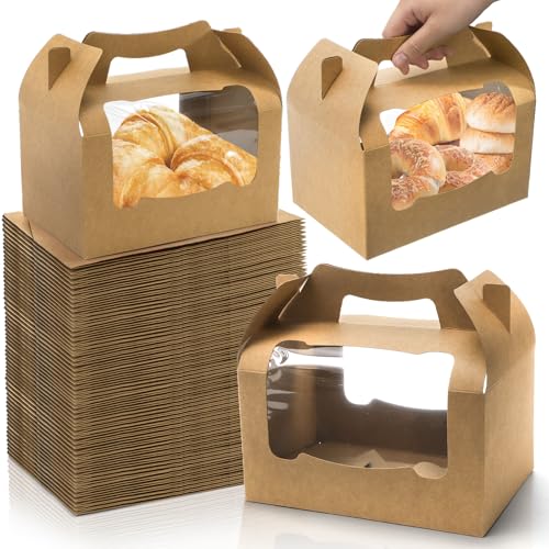 YIMITEE 50 Pack Large Gable Box with Window, 9"x9"x6" Kraft