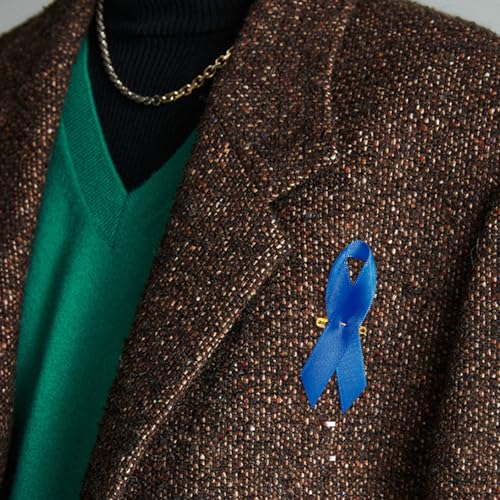 Image of Curvier 100PCS Blue Satin Awareness Ribbons Lapel Pins Diabetes Awareness Ribbon