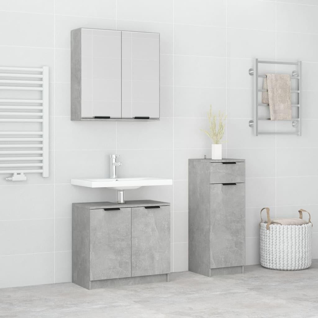 Muebles de baño modernos color gris de 3 piezas: máxima calidad y alta resistencia