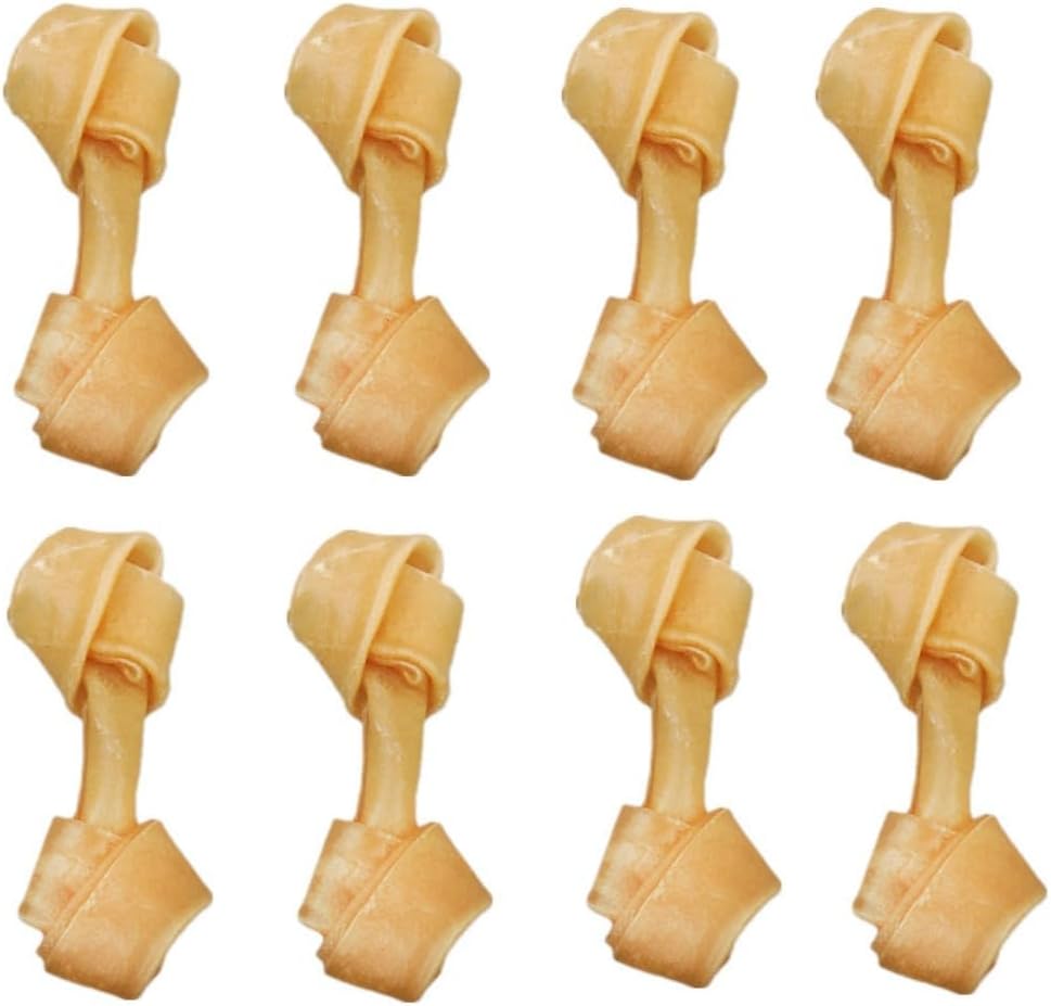 100% Natural Chew Bone Dog Bone Special 5 cm x 8 Pieces Made of Pressed Cowhide Knotted Chew Bones for Puppies and Small Dogs, Quality Chewing Item without Chemicals