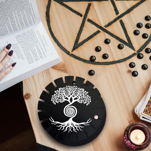 Miniatura 4 de Ahandmaker Expositor De Péndulo De Madera Con Forma De Árbol En Espiral, 18 Ranuras Para Cristales, Estilo Bohemio, Estante De Curiosidades