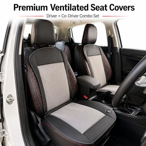 Image of Car Ventilated Cooling Seat Cushion Cover with 10 Powerful Fans & 3 Adjustable Cooling Levels, Leather Universal Fit for All Cars (Gray, Pack of 2 Ventilated Cooling Seat)