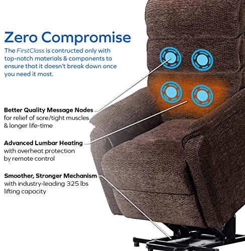 Firstclass™ Sleep-To-Stand Lift Chair, Perfect Chair For Sleep And Relaxation. True Lay-Flat Sleeping Recliner. Easy Entry/Exit. 2 Motor For Independent Back And Foot Adjust. Incl Heat/Massage #TOP2