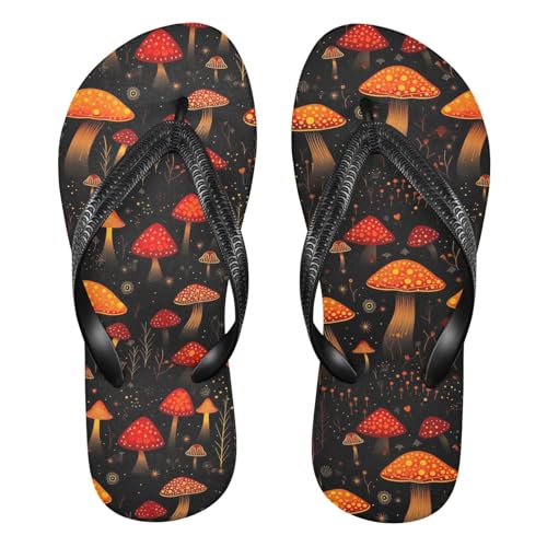 RunningBear Orange Mushrooms Black Womens Flip Flops Sandals Women Sandals Comfortable