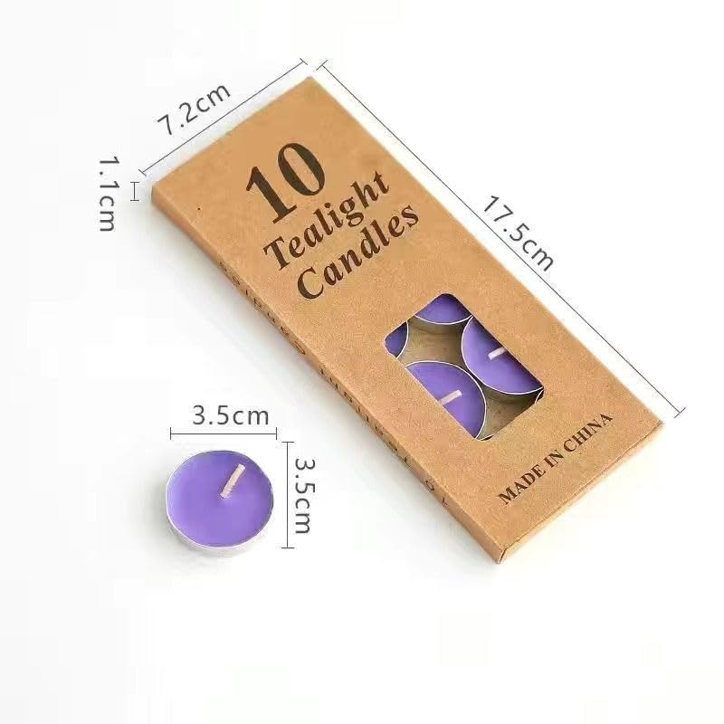 Tea Lights Candle Set, 10 Count, Unscented Multicolor Decorative Tealights for Parties, Weddings and Holidays