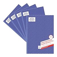AVERY Zweckform 1773-5 Stunden-Nachweis (A4, selbstdurchschreibend, von Rechtsexperten geprüft, für Deutschland u. Österreich zur lückenlosen Arbeitszeiterfassung, 2x40 Blatt) 5er Pack weiß/gelb