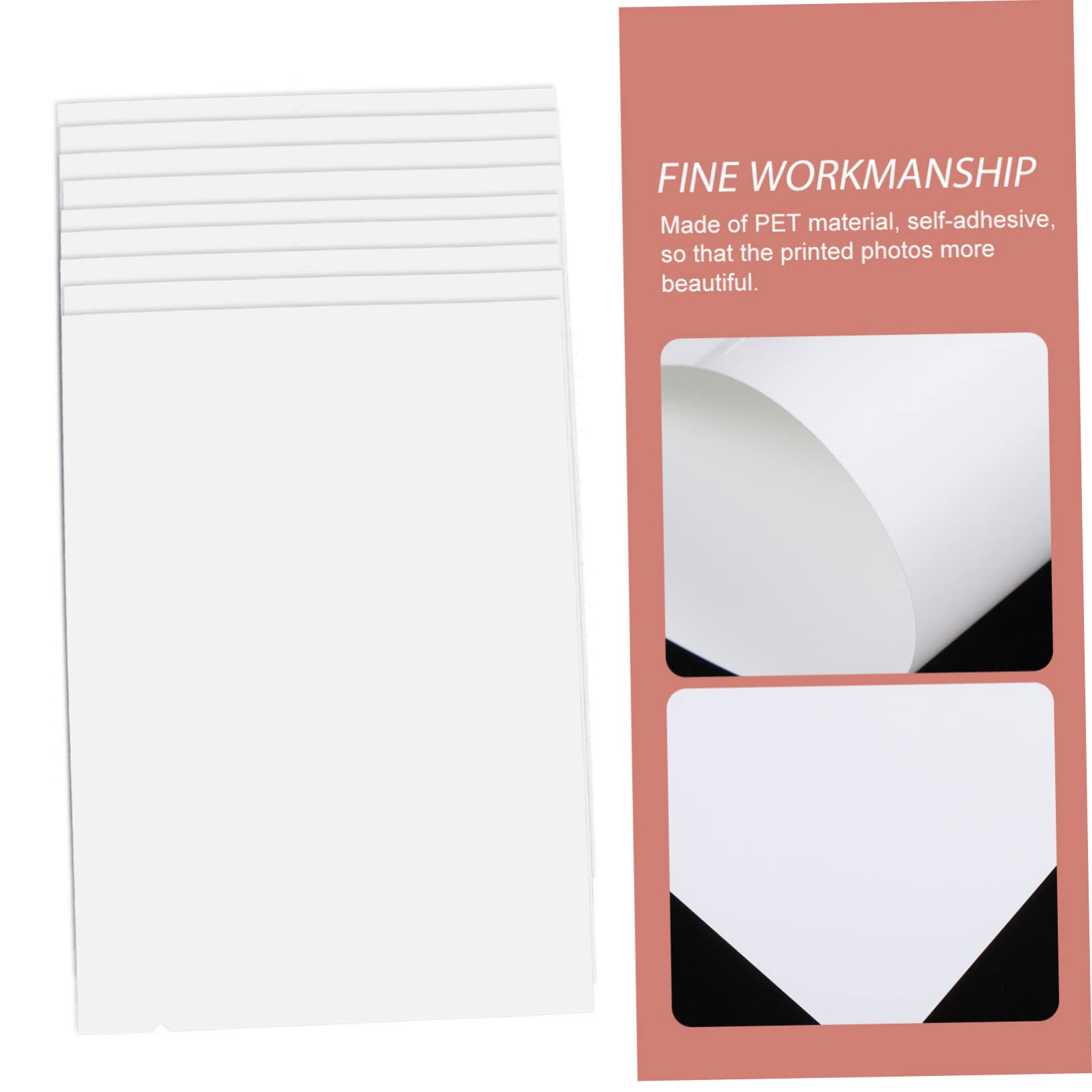 jojofuny Papel Fotográfico Doble Cara Para Impresora De Impresión Para Tarjetas De Visita Y Fotos Resistente Aceites Y Rasguños Efecto Y Material Pet Autoadhesivo 10 Hojas*5