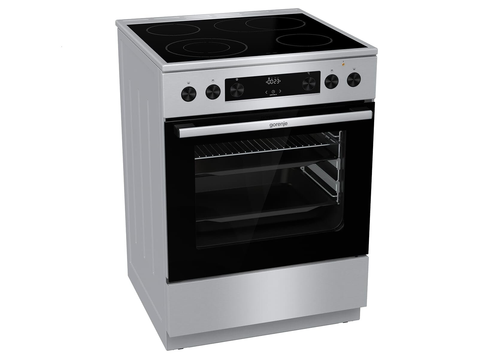 Gorenje GECS6C 70 XPA elektryczna kuchenka stojąca z płytą ceramiczną 60 cm / 71 litrów/ExtraSteam/GentleClose/AirFry/chowane przetyczki/AquaClean/PerfectGrill/teleskopowe prowadnice/stal