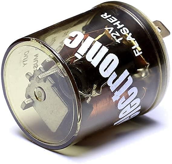 VOFONO 2-Pin Electric Flasher Relay, 12V Heavy Duty 2 Pin Compatible Automobile Motorcycle Bike Scooter Fix Turn Signal Bulbs Fast Hyper Flash，Two Prong Round