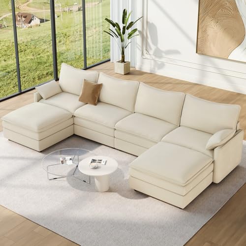 Vesgantti 142" U Shaped Sectional Couch, Comfy Cloud Modular Sectional