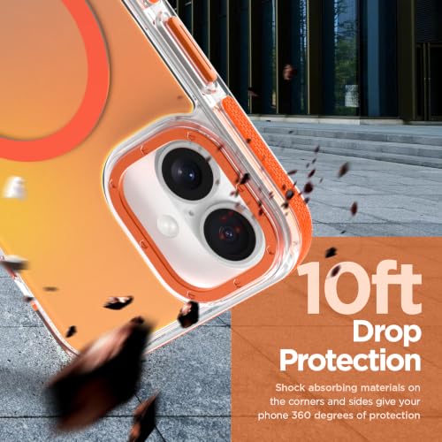 Image of Magnetic Case for iPhone 16 Plus [Compatible with Magsafe] [Cute Fashion Fluorescent Design] [1 Screen Protector] Slim Translucent Matte Case for iPhone 16 Plus 6.7 inch 2024, Orange