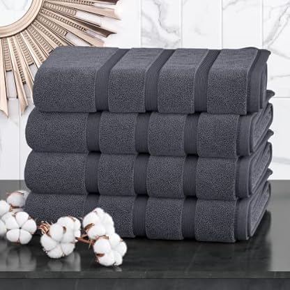 Luxuriöses Handtuch-Set, 100 % Baumwolle, 4-teiliges Badetuch-Set, Badetuch, 500 g/m², Badezimmerhandtücher, 4-teiliges Set (Anthrazit)