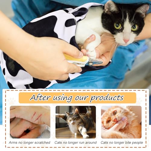 Image of Cat Wrap for Grooming, Cute Pattern Strong Self-Adhesive Anti-Scratch Adherent Cat Wrap Multifunctional Swaddle Wraps Grooming Wrap Cat Restraint for Cutting Nail Clipping Practical Cat Supplies