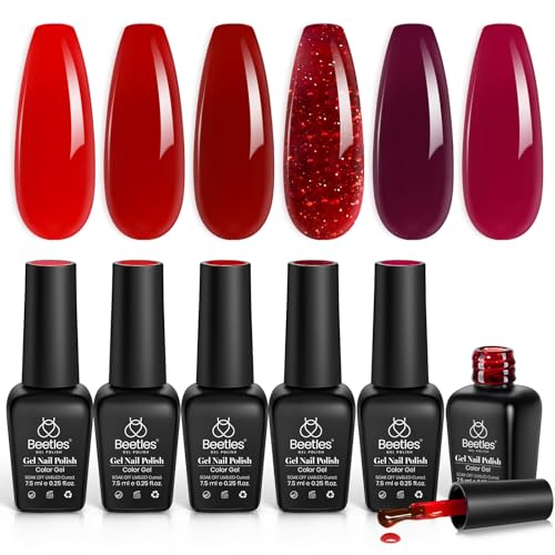 Gelab Cosmetics LLC Beetles Neon Gel Nail Polish Set - 6 Colors Summer Jelly Gel Nail Polish Kit Hot Pink Red Blue Yellow Green Sheer Transparent Effect French Nail Art Tropical Glow Series Manicure 2 PCS