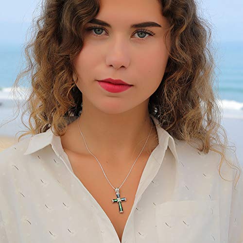 ADEN - Pendentif Nacre abalone Argent massif forme croix femme homme – Image 5