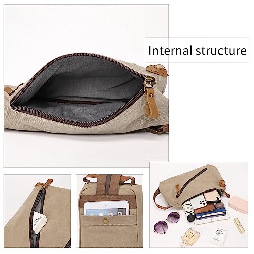 Image of KL928 Canvas Sling Bag Crossbody Bags Small Backpack Pack Travel Purse Convertible Purses for Women Men