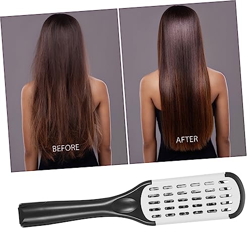 Peine alisador moldeado con cerdas de jabalí herramienta de estilizado de doble cara para alisar y desenredar para todo tipo de cabello compacto y fácil de usar miniatura 4