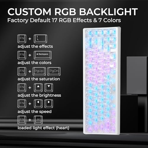 Image of HITIME x XVX M67 JadeStone 60% Wireless Mechanical Gaming Keyboard, VIA Programmable, BT5.0 /2.4G /USB-C Creamy Keyboard with Gasket, Hot Swap, RGB Backlits, NKRO for Win /Mac (White, Forged Carbon)