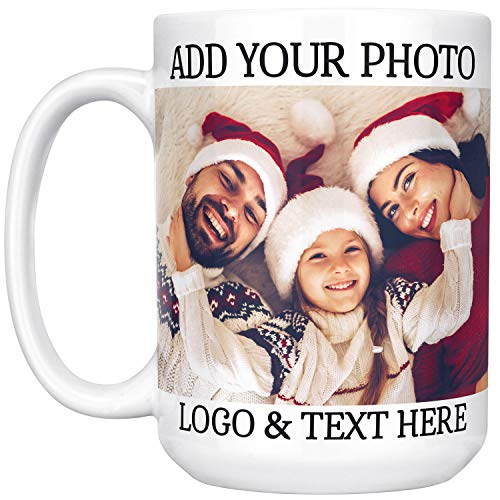 Custom Photo Coffee Mug 15 oz - Personalized Ceramic Mug with Picture and Text - Gifts for V Day Girlfriend Boyfriend Gifts for Parents Office Gifts Birthday Gifts Taza Personalizadas
