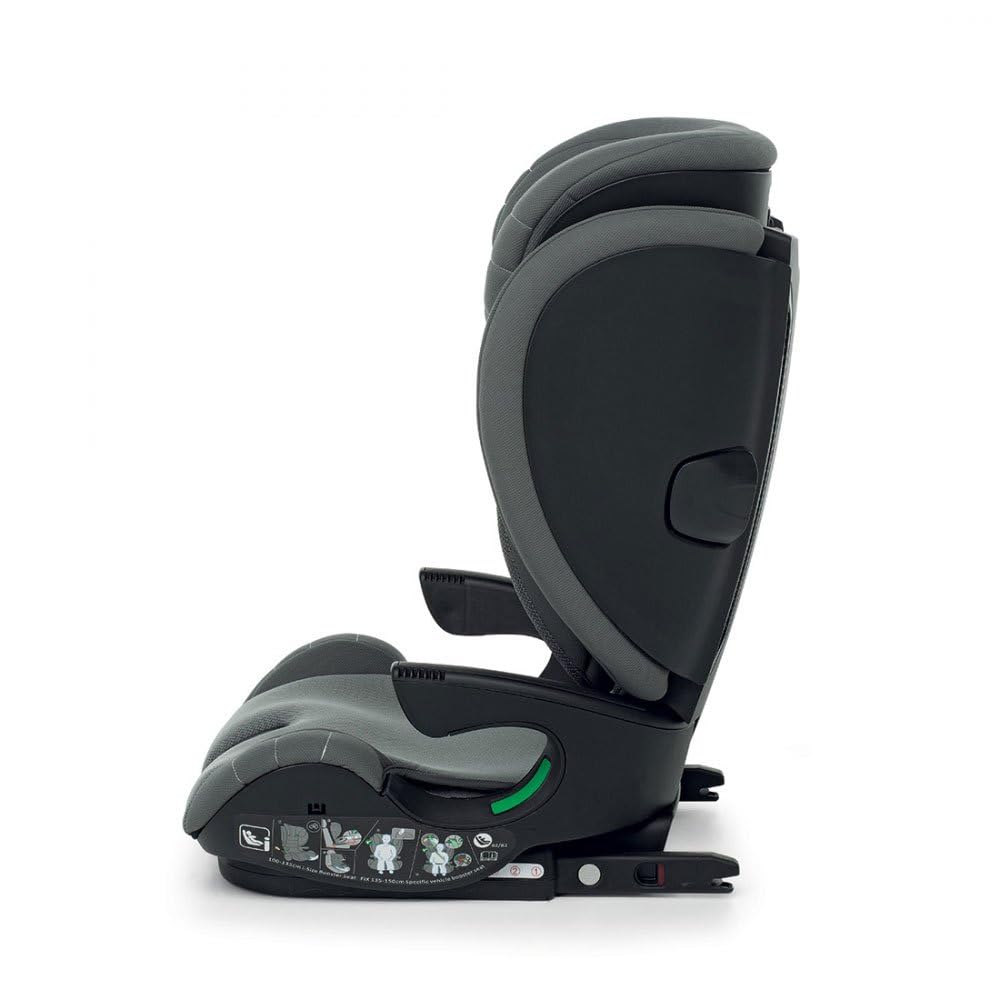 Foppapedretti Fotelik samochodowy Skill I-Size, dla dzieci o wzroście od 100 do 150 cm, 3-12 lat, zgodny z ECE R129, mocowanie Dualfix (ISOFIX i nie), ochrona przed uderzeniami bocznymi, kolor szary