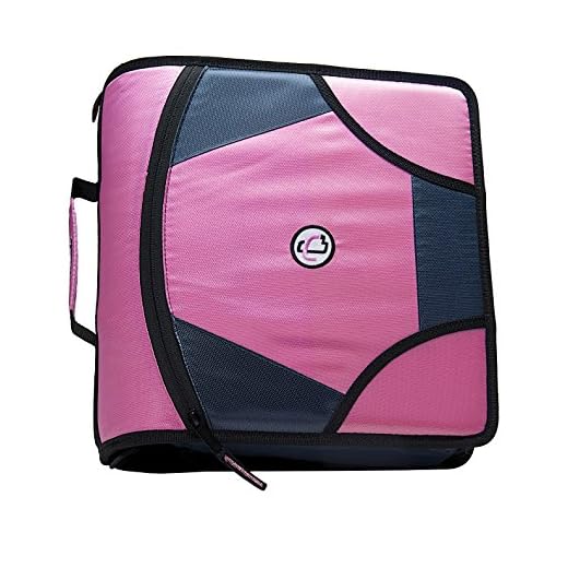 Case-it King Sized Zip Tab 4-Inch D-Ring Zipper Binder with 5-Tab File Folder, Pink, D-186-PNK