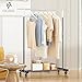 VICERII Clothing Rack, 55.51 Inch Heavy Duty Clothes Rack Rolling Garment Rack with Wheels and Bottom Shelf, 130LB Capacity Clothes Racks for Hanging Clothes, Coats, Shirts, Sweaters, Skirts, Black