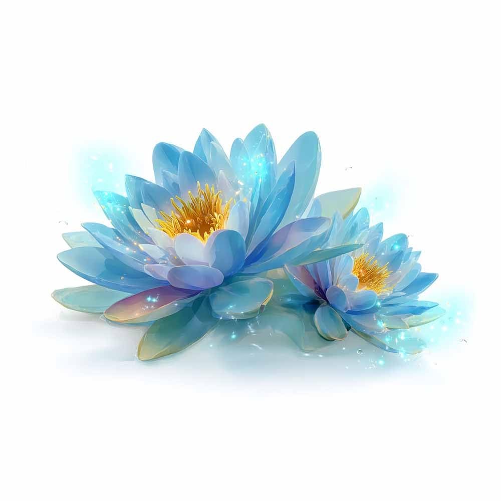 ZAMAEIU Nature Landscape Picture Double Lotuss blossoms Large Modern Scenic Painting, for Living Room Bedroom Bathroom Dinning Room Home Office Wall Decor(blue)-60x90cm Unframed