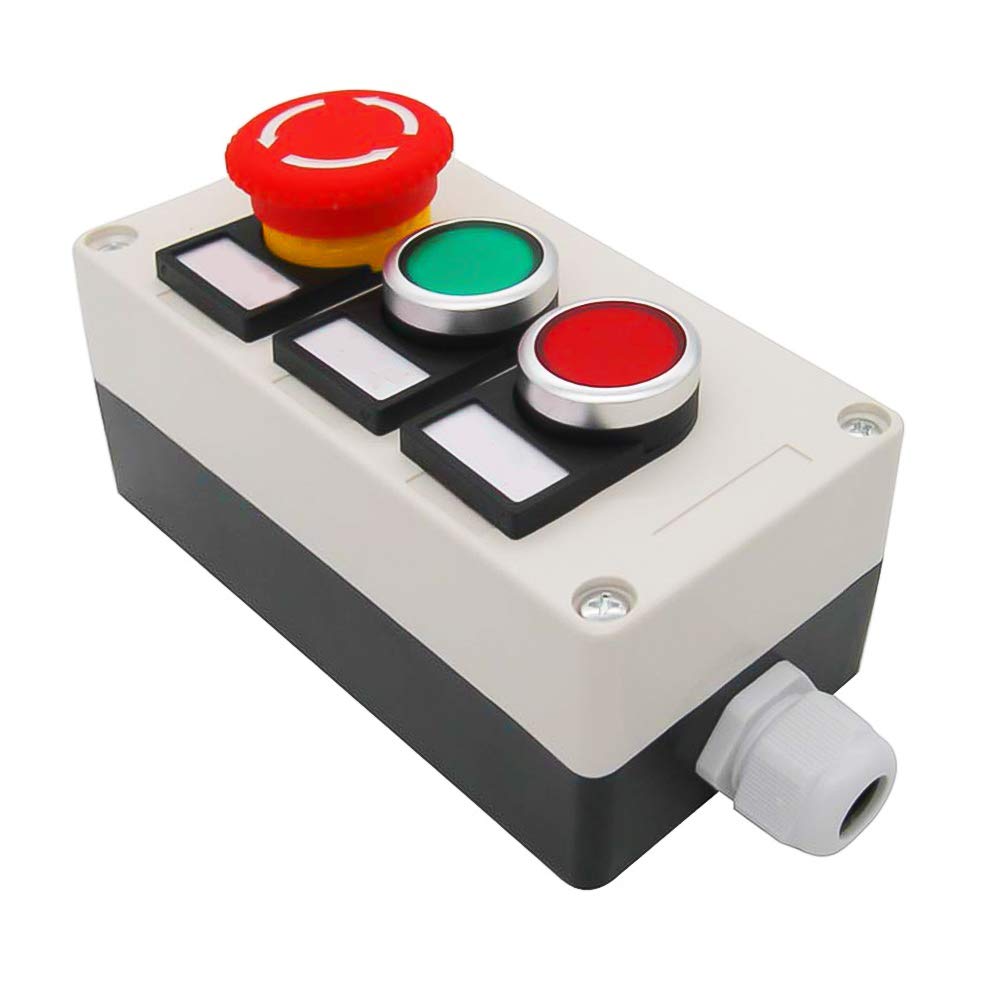 Red Green Momentary Push Button Switch 440V 10A 1NC 1NO,Red Mushroom Emergency Stop 1NC 1NO Latching Push Button Switch Station Box