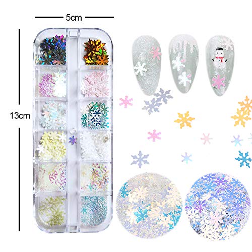 Christmas Nail Art Sequins, Ebanku 3 Boxes Holographic Laser Snowflake Star Nail Glitter Sequins For Acrylic Nails Mixed Shape Xmas Nail Glitter Flakes Decoration #TOP1