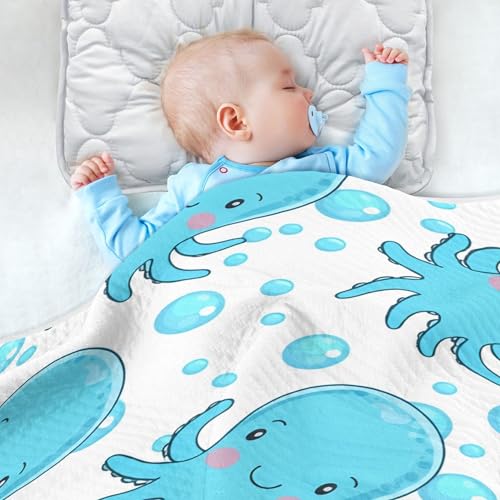 Burbuja Cartoon Sea Animals Baby Blanket for Boys Girls, Nursery Soft Warm Swaddling Receiving Baby Blankets, 30x40 in Toddler Blanket4