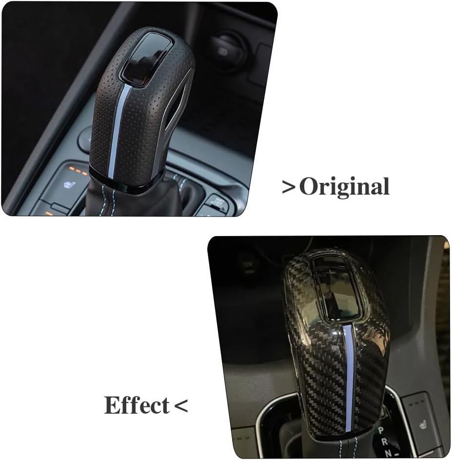 Jogon Dry Carbon Fiber Gear Shift Knob Trim for Hyundai kona N Elantra N Nline i30N Veloster N 2021 2022 2023 Center Console Shifter Cover Cap, Gearstick Protector
