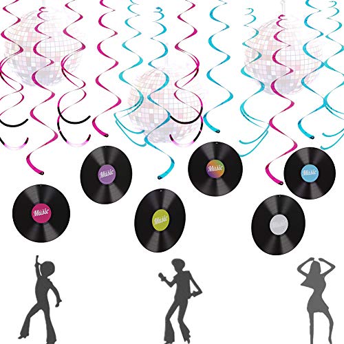 LaVenty Music Banner Music Record Decoration Disco Ball Decorations Disco Ball Banner 70'S Disco Party Decorations 70'S Disco Party Supplies