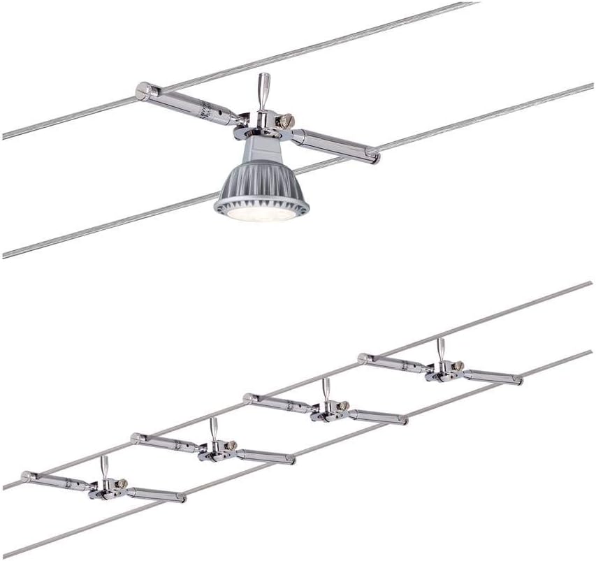 Paulmann 94146 Cable Lighting System – Togo Set, Extendable Max 4 x 10 Watt Chrome Wire Suspension Lamp Cable Lighting System Without Bulbs