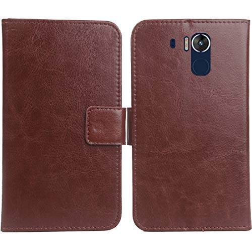 Gukas Flip PU Case para Nomu M8 / M8 Pro 5.2" Funda De Carcasa Cartera De Cuero Billetera Cover Piel (Marrón)