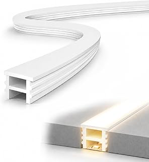 RESHAKE Silicone LED Channel System 16.4FT, Flexible Neon Tube Light Cover for ≤10mm LED Strip, Milky White Diffuser Channel, DIY Indoor Outdoor Ambient Lighting, No Strip Included