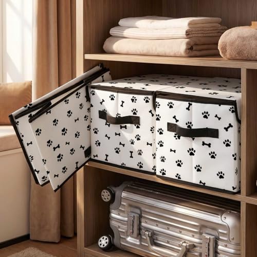 Image of Stackable Storage Bins with Lids,Closet Organizers Fabric Box for Home and Office,Blanket Clothes Organizers,Under Bed Storage Containers 3 Pack
