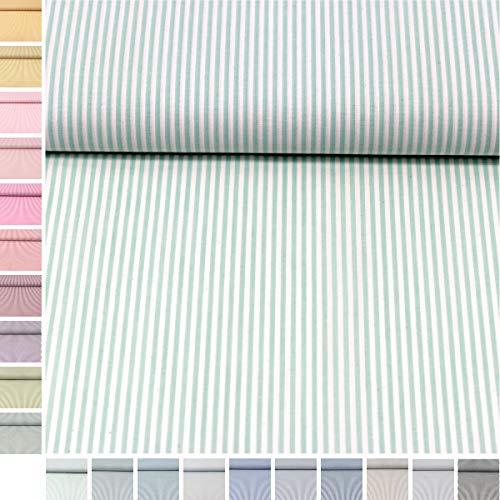 MAGAM-Stoffe Mona Streifen Kinder Baumwollstoff Oeko-Tex Meterware 50cm (11. Mint-Türkis)