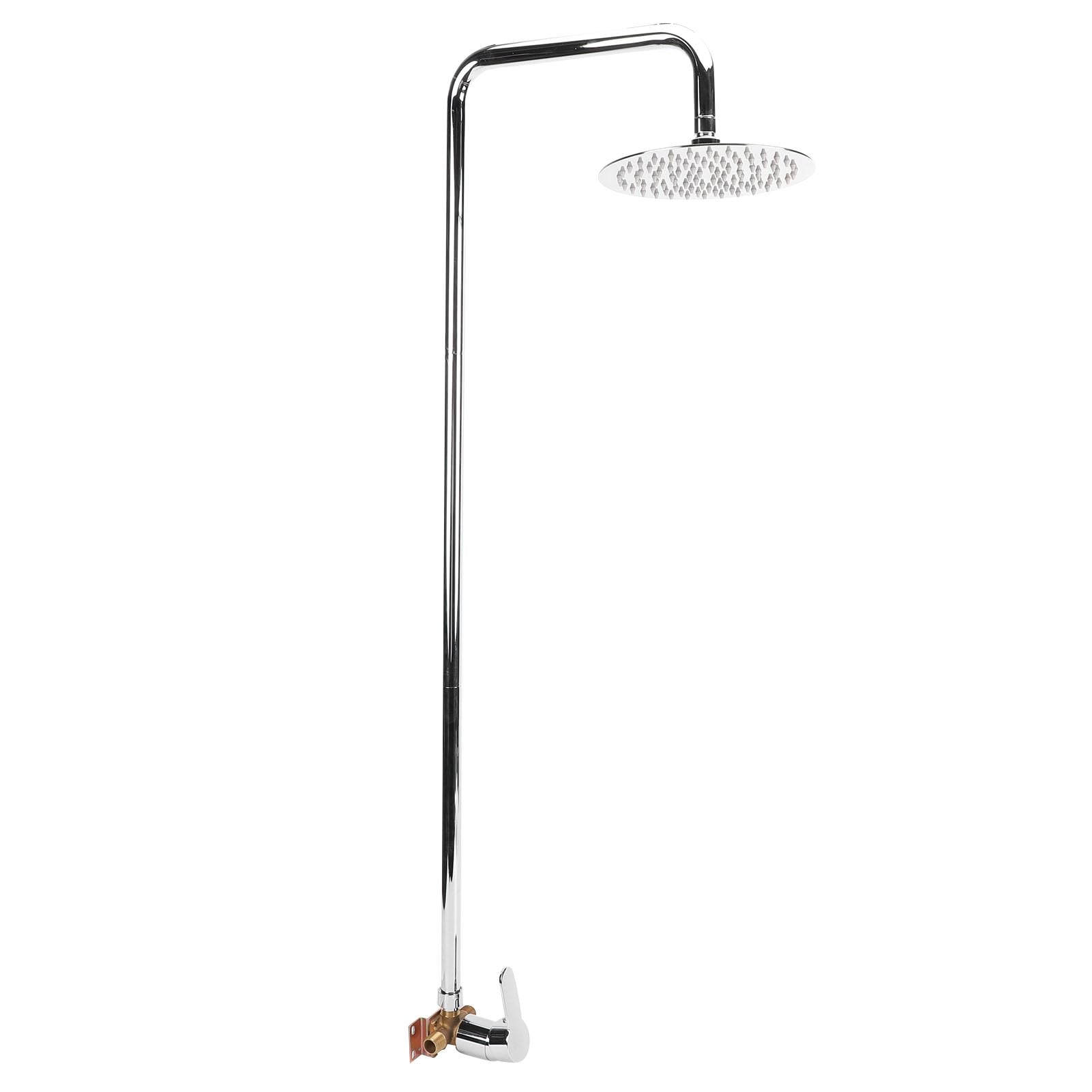 YWBL-WH Outdoor Shower Kit, Premium 304 Stainless Steel Round Rain Shower Head with Electroplating Sunlight Rain Salt Mist Proof, for Patio Pool Beach Backyard