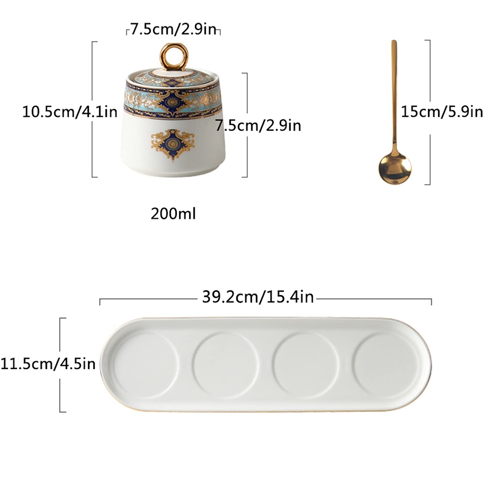 Keramische Gewürzdosen, Gewürzbehälter aus Keramik, Gewürzbox-Set, Gewürzglas, Gewürzglas mit Löffeldeckel zur Aufbewahrung von Zucker, Salz, Gewürzen, Gewürztöpfen