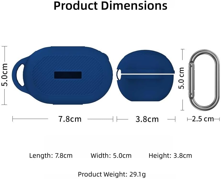 Silicone Protective Case Compatible with Raycon Everyday Classic Earbuds, Shockproof Cover with Carabiner, Anti-Slip Full Protection Skin for Sports Travel (Blue) image 5