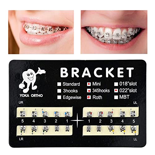 Dental Bracket, Brackets For Braces, 5 Sets 100 Pcs Dental Braces Teeth Model Mini Mbt Brackets Mbt 022 Slot Bondable, 345 Hooks. (Mini Roth 022 Slot 345 Hooks) #TOP3