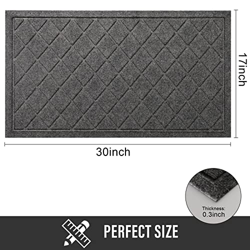 Hiyard Durable Front Door Mat, Absorbent Muddy Dirt Resist Welcome Door Mats Outdoor Indoor, Heavy Duty Easy Clean, Non-Slip Rubber Backing Low Profile Doormat For Entryway, 30×17, Grey #TOP1